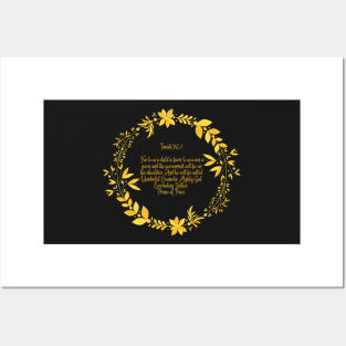 For Unto Us a Child is Born - Bible Verse Gold Lettering - Christian Christmas Design Posters and Art